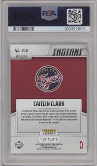 Caitlin Clark from the 2024-25 Panini Instant WNBA set graded by PSA and given an overall grade of 10.