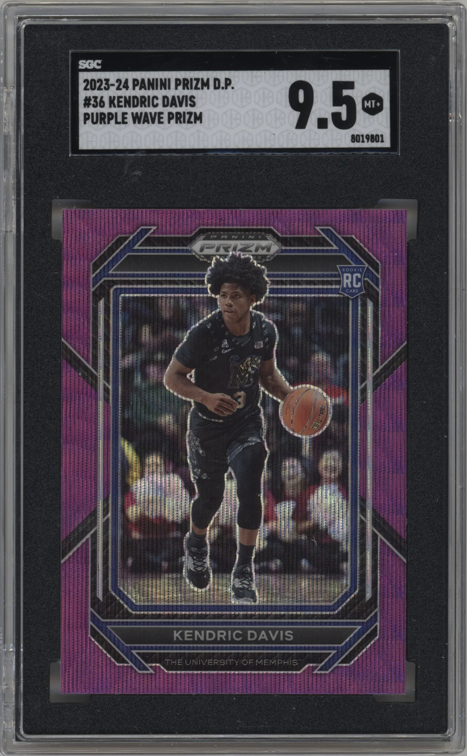 2023 Panini Prizm Draft Picks Kendric Davis Purple Wave #36 SGC 9.5