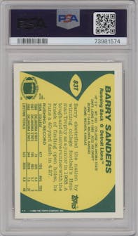 Barry Sanders from the 1989 Topps Traded set graded by PSA and given an overall grade of 9.