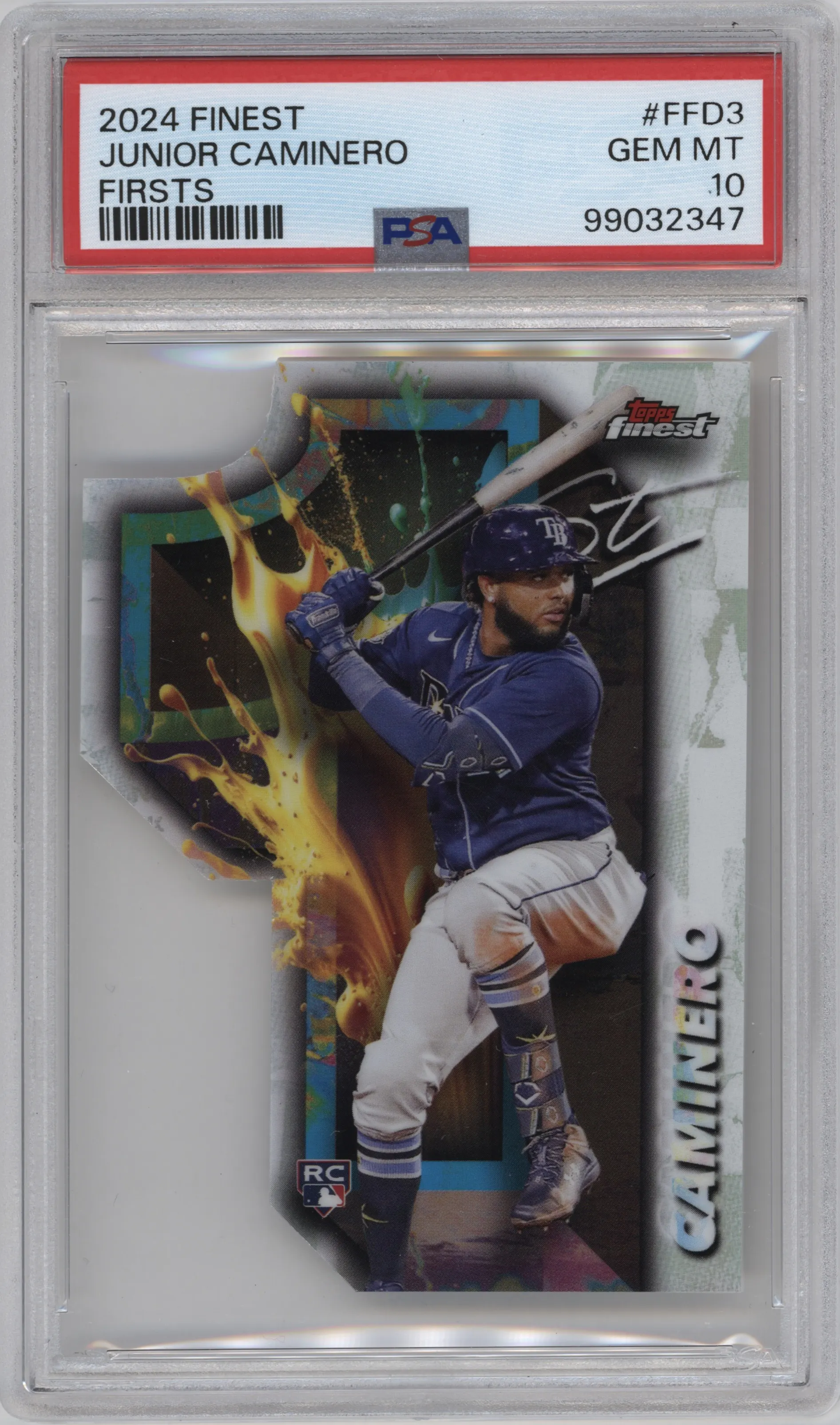 2024 Topps Finest Finest Firsts Die Cut Junior Caminero #FFD-3 PSA 10