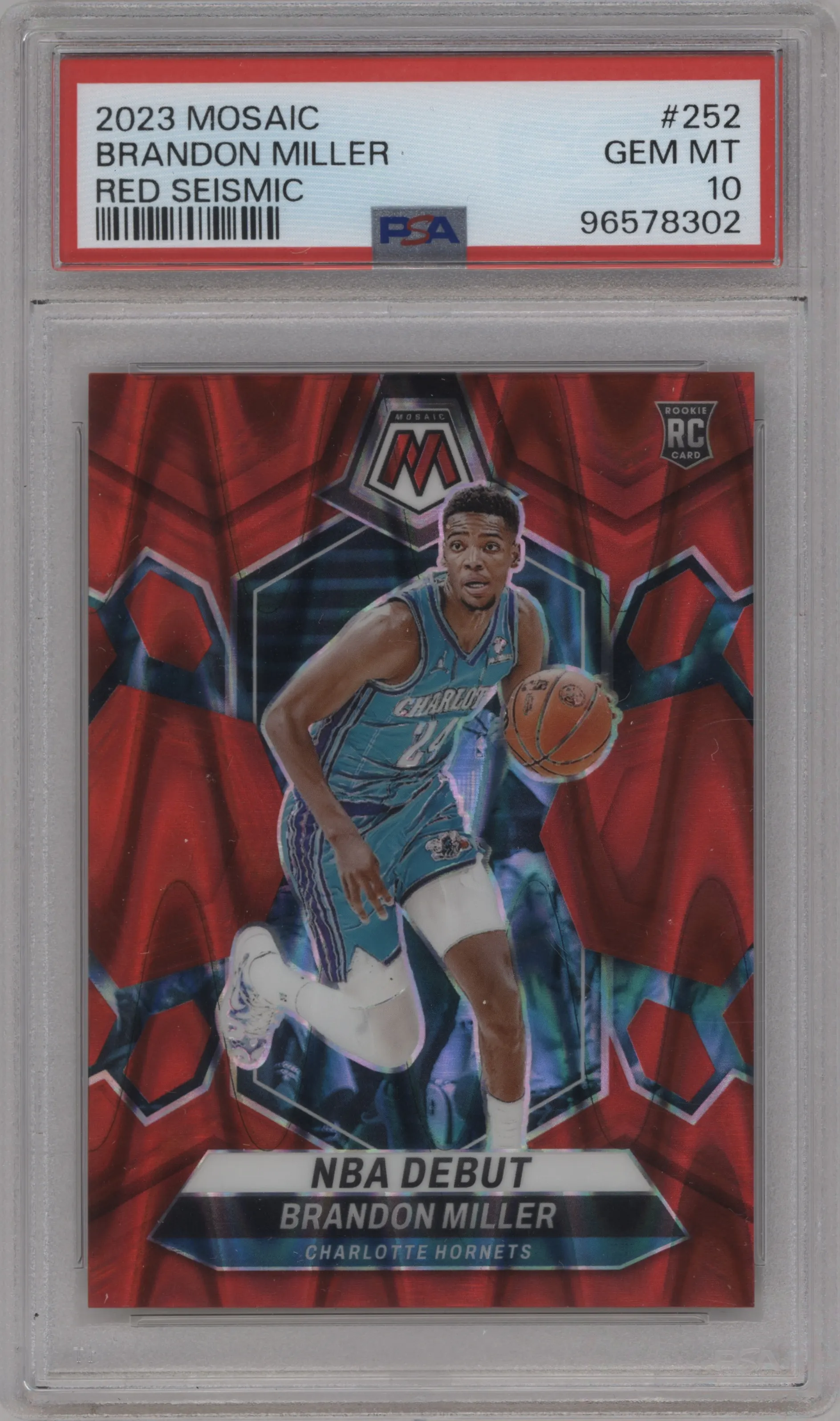 2023 Panini Mosaic Brandon Miller Red Seismic #252 PSA 10