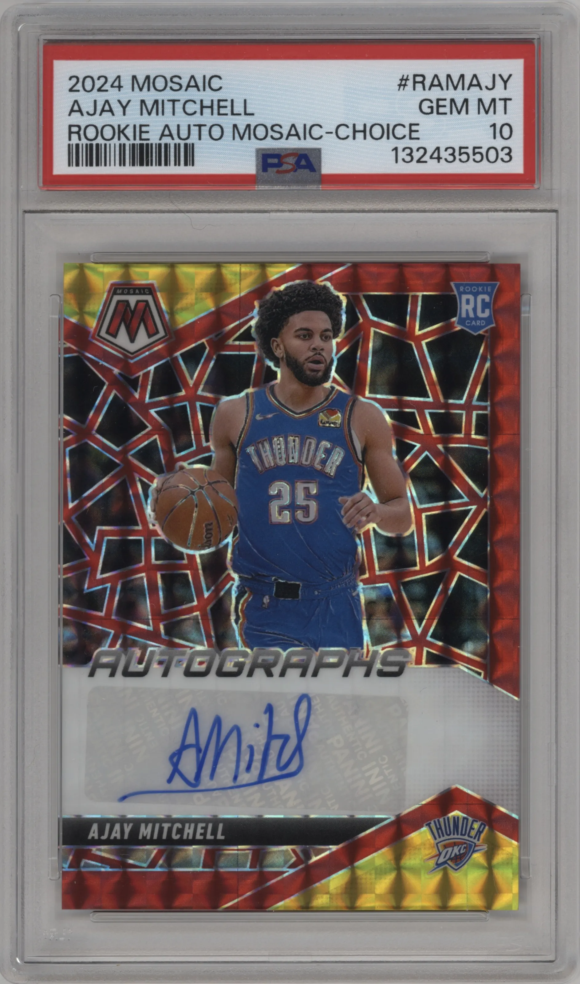2024 Panini Mosaic Rke.Auto Ajay Mitchell Choice PSA 10