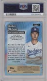 Shohei Ohtani from the 2024 Topps Chrome Logofractor set featuring a Red Refractor parallel graded by PSA and given an overall grade of 9.
