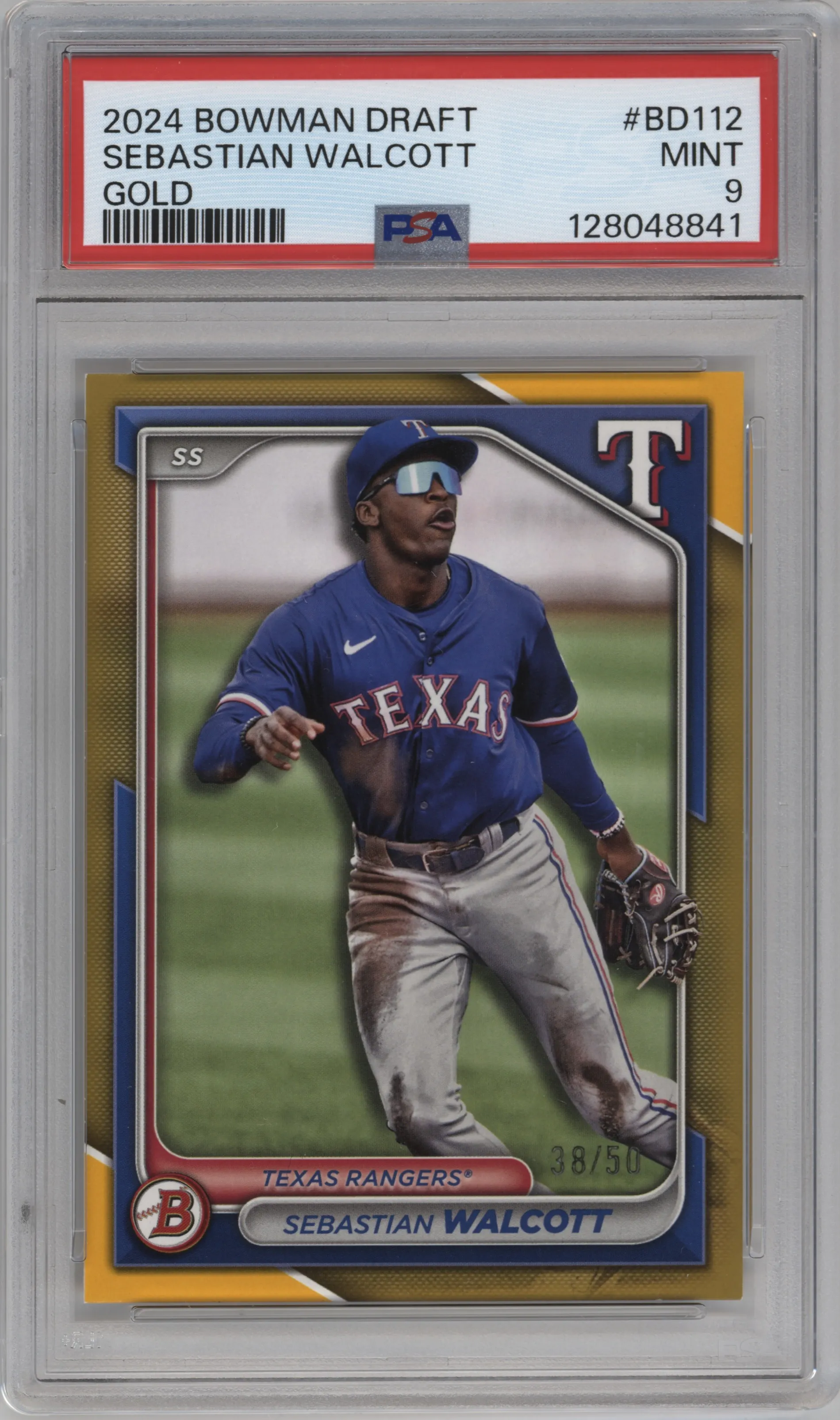 2024 Bowman Draft Sebastian Walcott Gold #BD-112 PSA 9