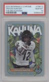 Travis Hunter from the 2023 Bowman Chrome University set graded by PSA and given an overall grade of 10.