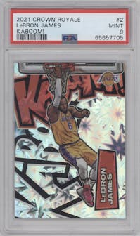 LeBron James from the 2021-22 Crown Royale set graded by PSA and given an overall grade of 9.