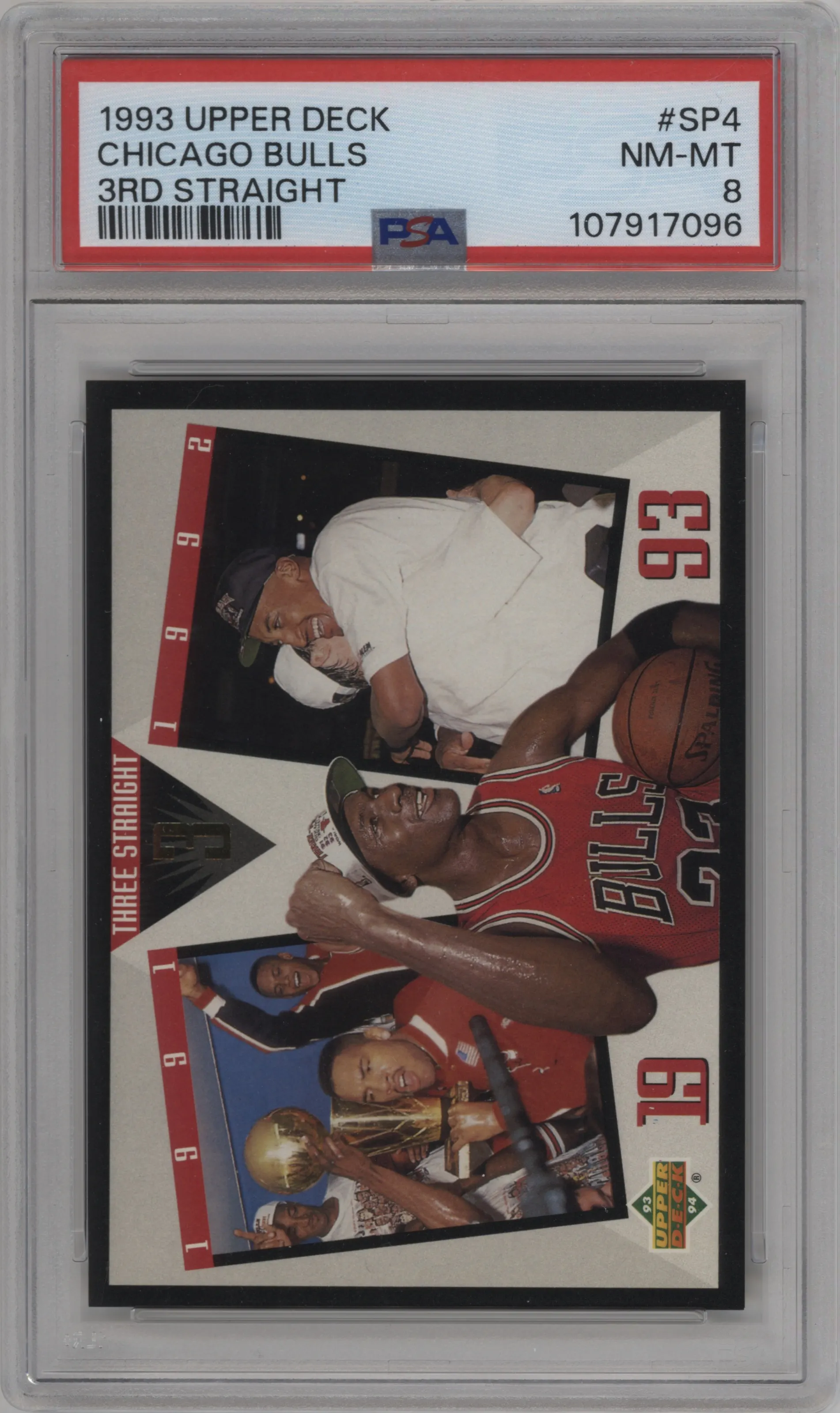 1993 Upper Deck Three Straight Michael Jordan PSA 8