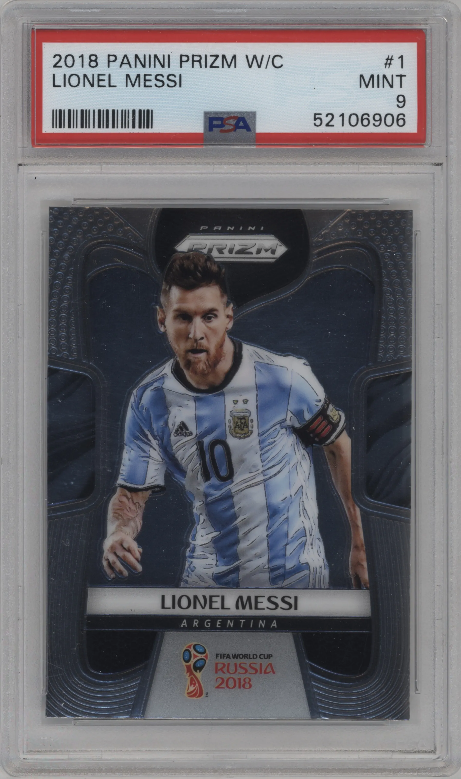 2018 Panini Prizm World Cup Lionel Messi PSA 9
