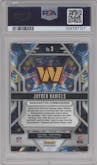 Jayden Daniels from the 2024 Panini Prizm set featuring a Green Prizm parallel graded by PSA and given an overall grade of 10.