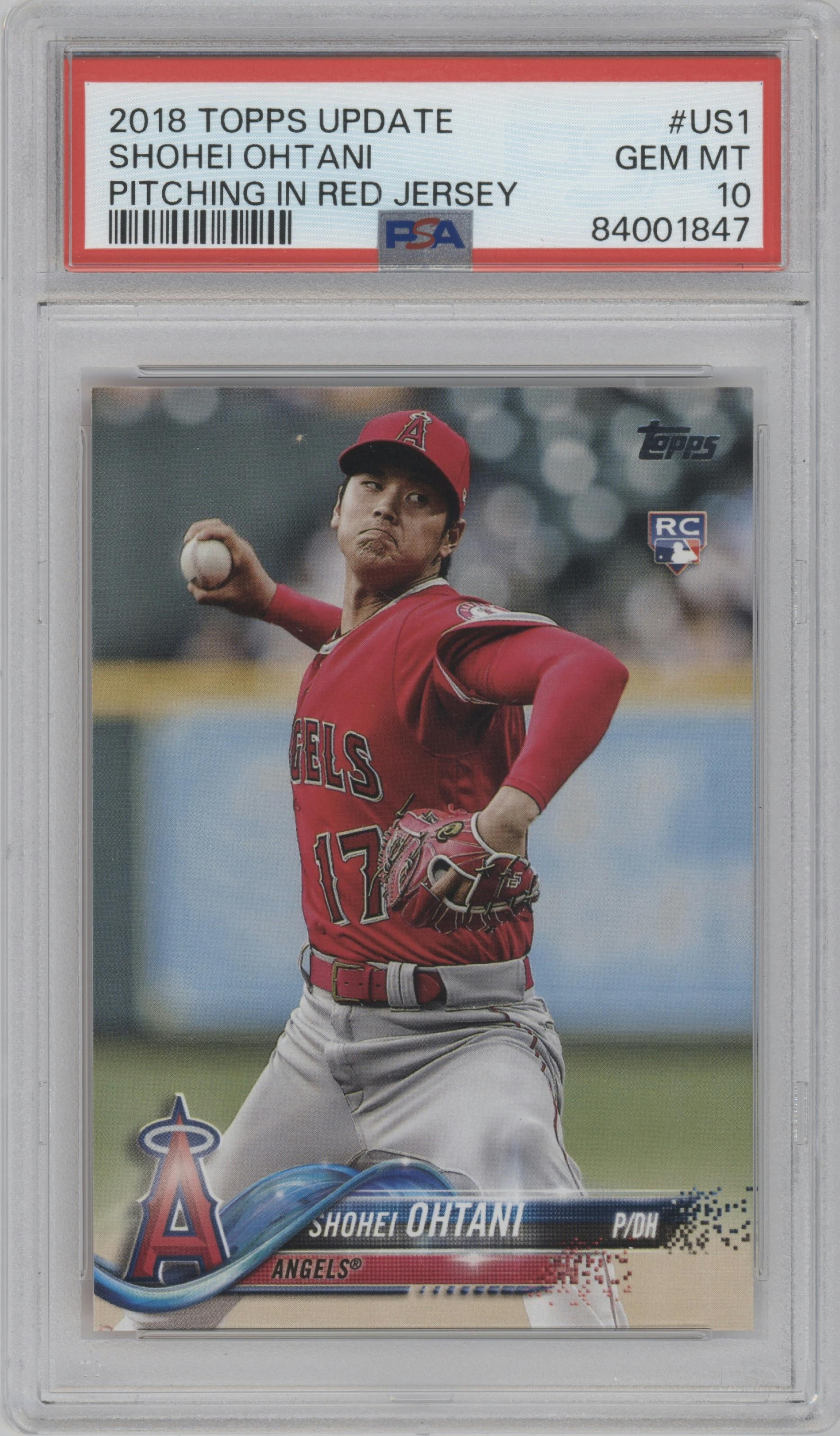 Shohei Ohtani from the 2018 Topps Update set graded by PSA and given an overall grade of 10.