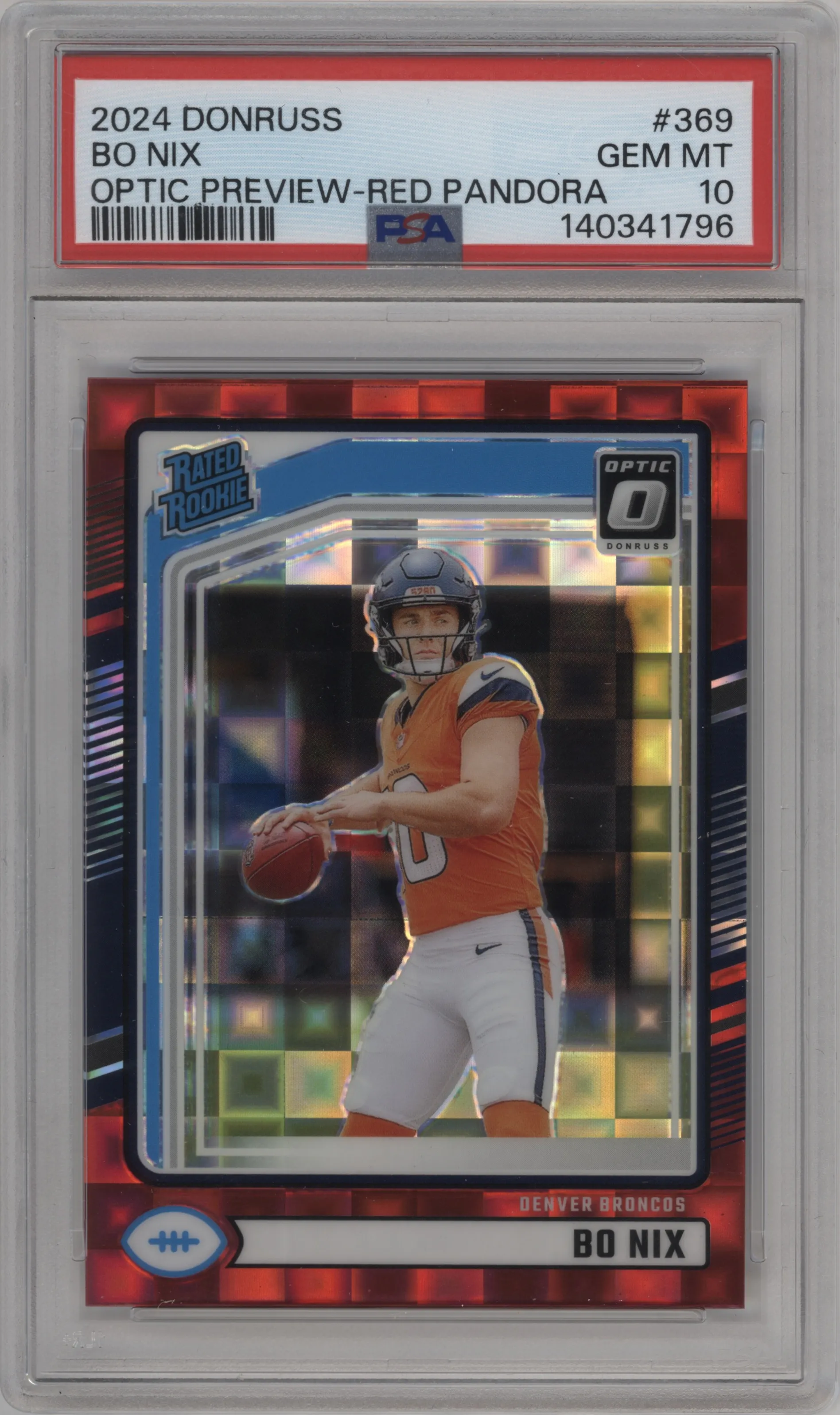 2024 Donruss Opt.Rtd.Rke. Bo Nix Red Pandora PSA 10