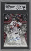Michael Harris II from the 2023 Topps Series 1 set featuring a Black parallel graded by SGC and given an overall grade of 9.5.