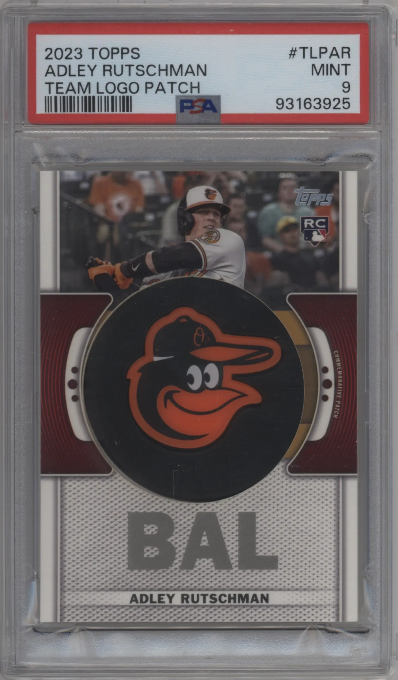 2023 Topps Series 1 Team Logo Patch Adley Rutschman PSA 9