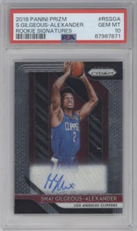Shai Gilgeous-Alexander from the 2018-19 Panini Prizm set graded by PSA and given an overall grade of 10.