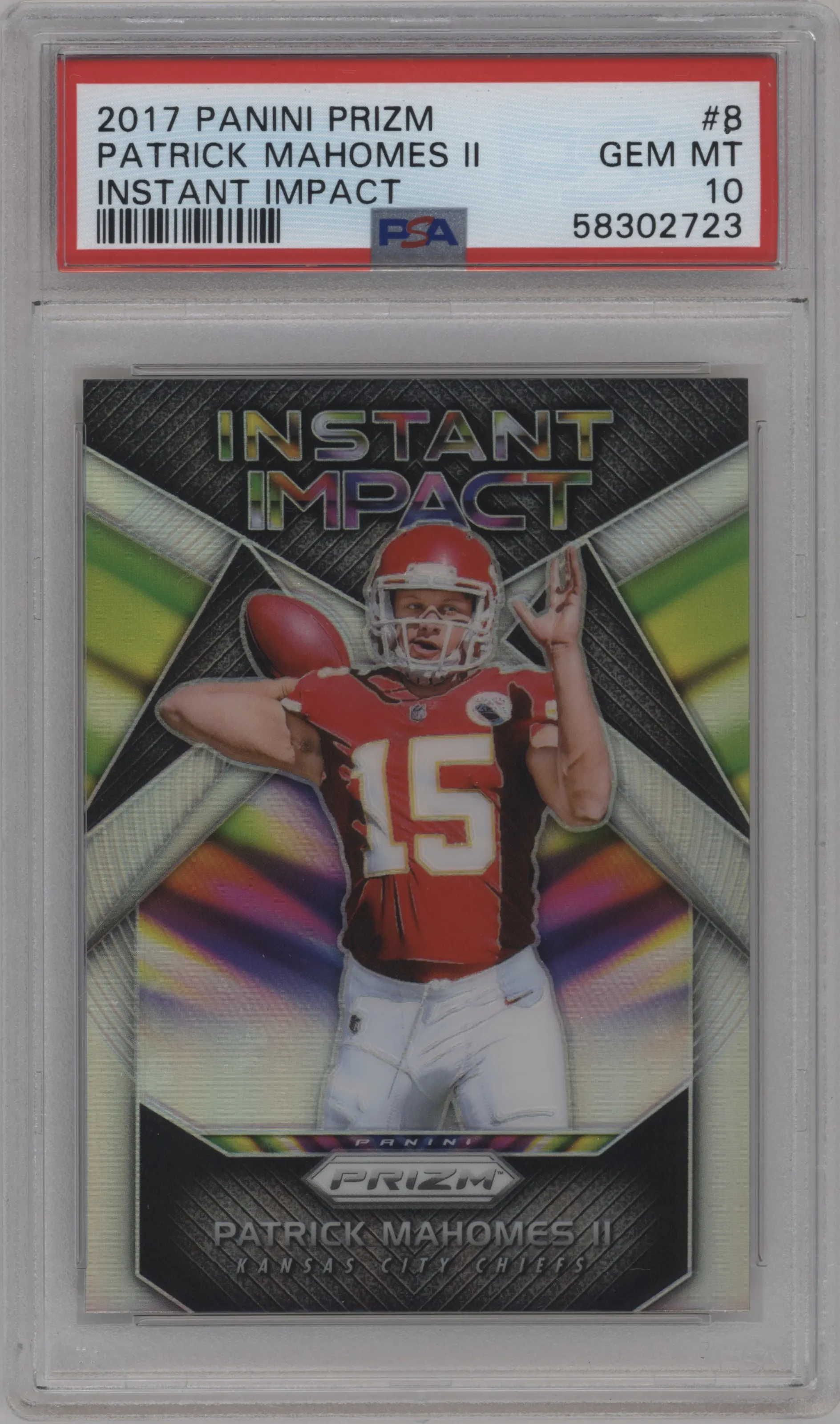2017 Panini Prizm Instant Impact Patrick Mahomes II #8 PSA 10