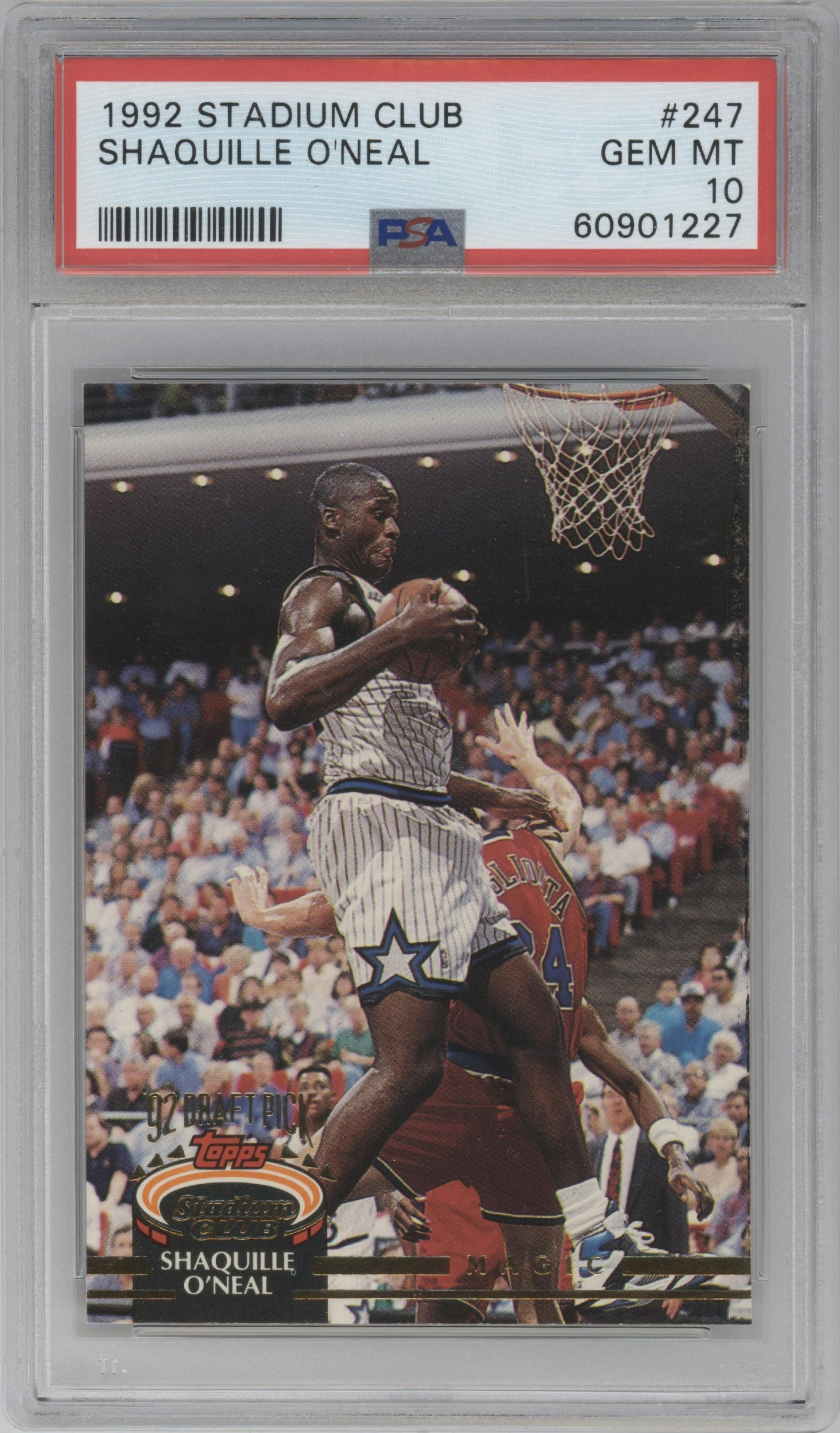 Shaquille O'Neal  from the 1992-93 Topps Stadium Club set graded by PSA and given an overall grade of 10.