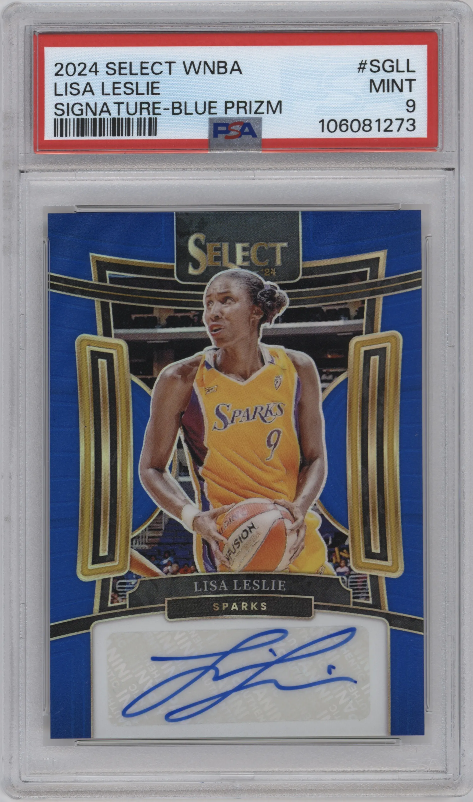 2024 Panini Select WNBA Sig. Lisa Leslie Blue Prizm #SG-LL PSA 9