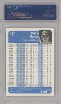 Pete Rose from the 1984 Fleer set graded by PSA and given an overall grade of 10.