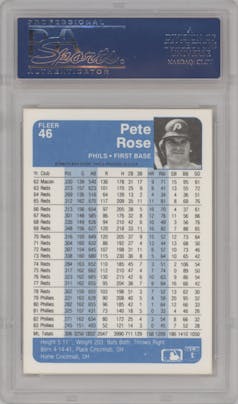 Pete Rose from the 1984 Fleer set graded by PSA and given an overall grade of 10.