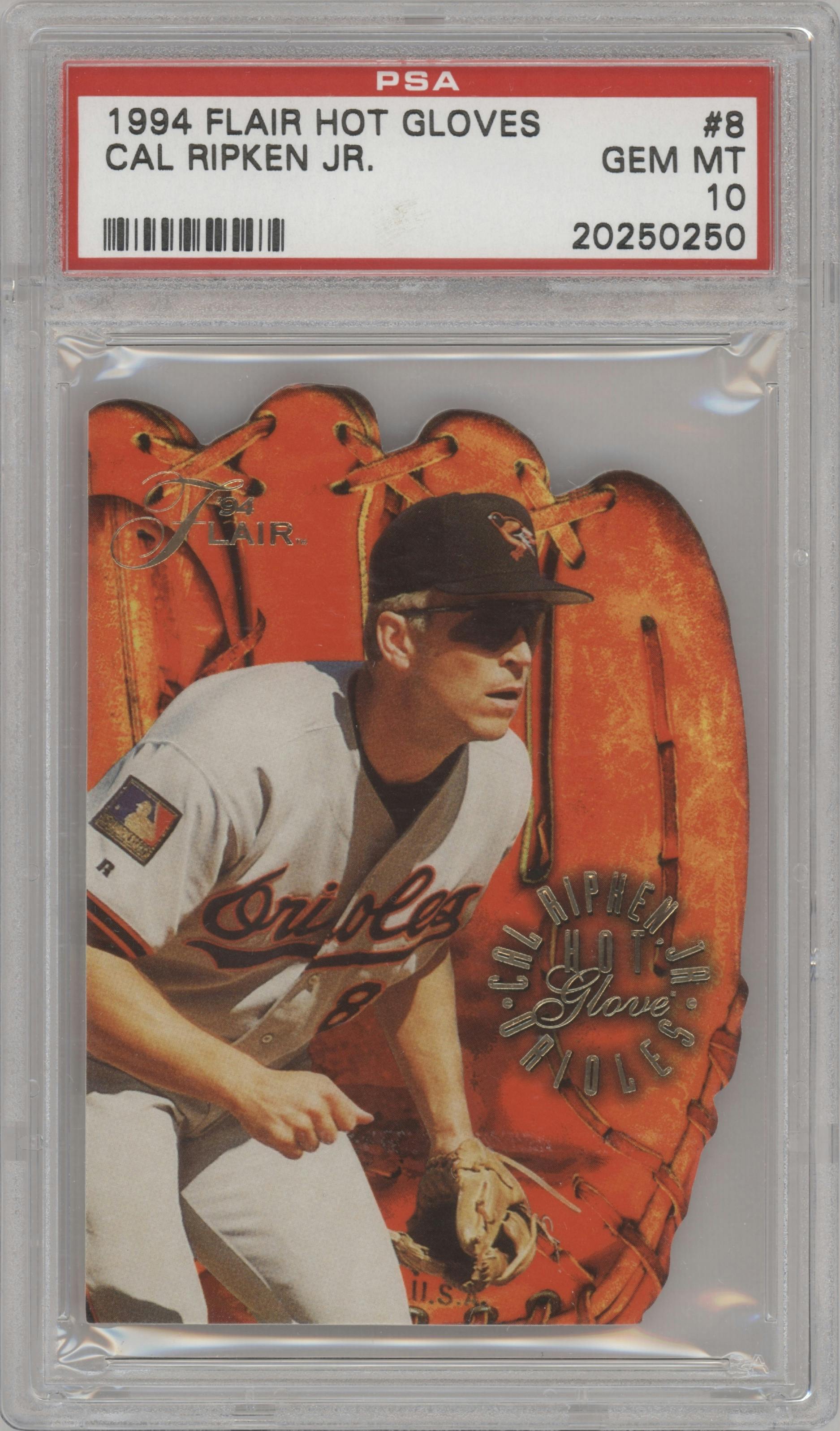 Cal Ripken Jr. from the 1994 Flair set graded by PSA and given an overall grade of 10.