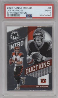 Joe Burrow from the 2020 Panini Mosaic set graded by PSA and given an overall grade of 9.
