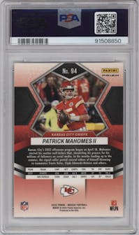  Patrick Mahomes II  from the 2022 Panini Mosaic set featuring a Reactive Orange parallel graded by PSA and given an overall grade of 10.
