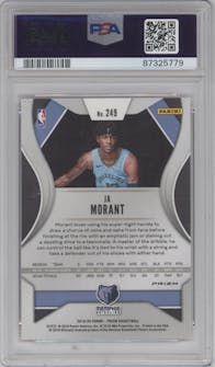 Ja Morant from the 2019-20 Panini Prizm set featuring a Pink Ice parallel graded by PSA and given an overall grade of 10.