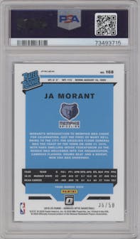 Ja Morant from the 2019-20 Panini Donruss Optic set featuring a Fast Break Blue parallel graded by PSA and given an overall grade of 10.