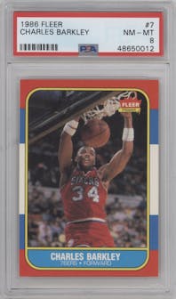 Charles Barkley from the 1986-87 Fleer set graded by PSA and given an overall grade of 8.