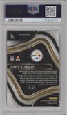 Najee Harris from the 2021 Panini Select set featuring a Tie-Dye parallel graded by PSA and given an overall grade of 9.