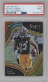 Najee Harris from the 2021 Panini Select set featuring a Tie-Dye parallel graded by PSA and given an overall grade of 9.
