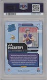 J.J. McCarthy from the 2024 Donruss set graded by PSA and given an overall grade of 10.