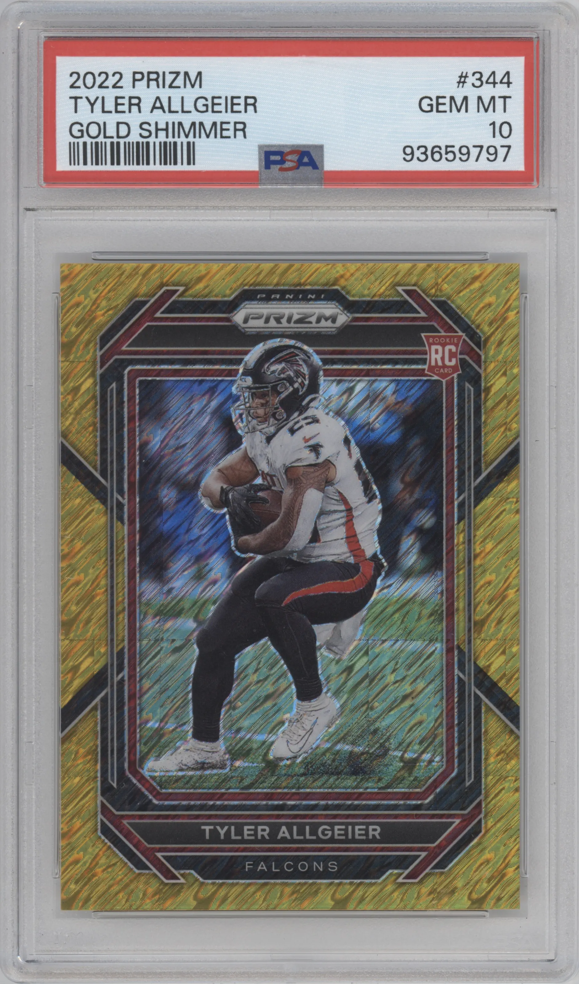 2022 Panini Prizm Tyler Allgeier Gold Shimmer PSA 10