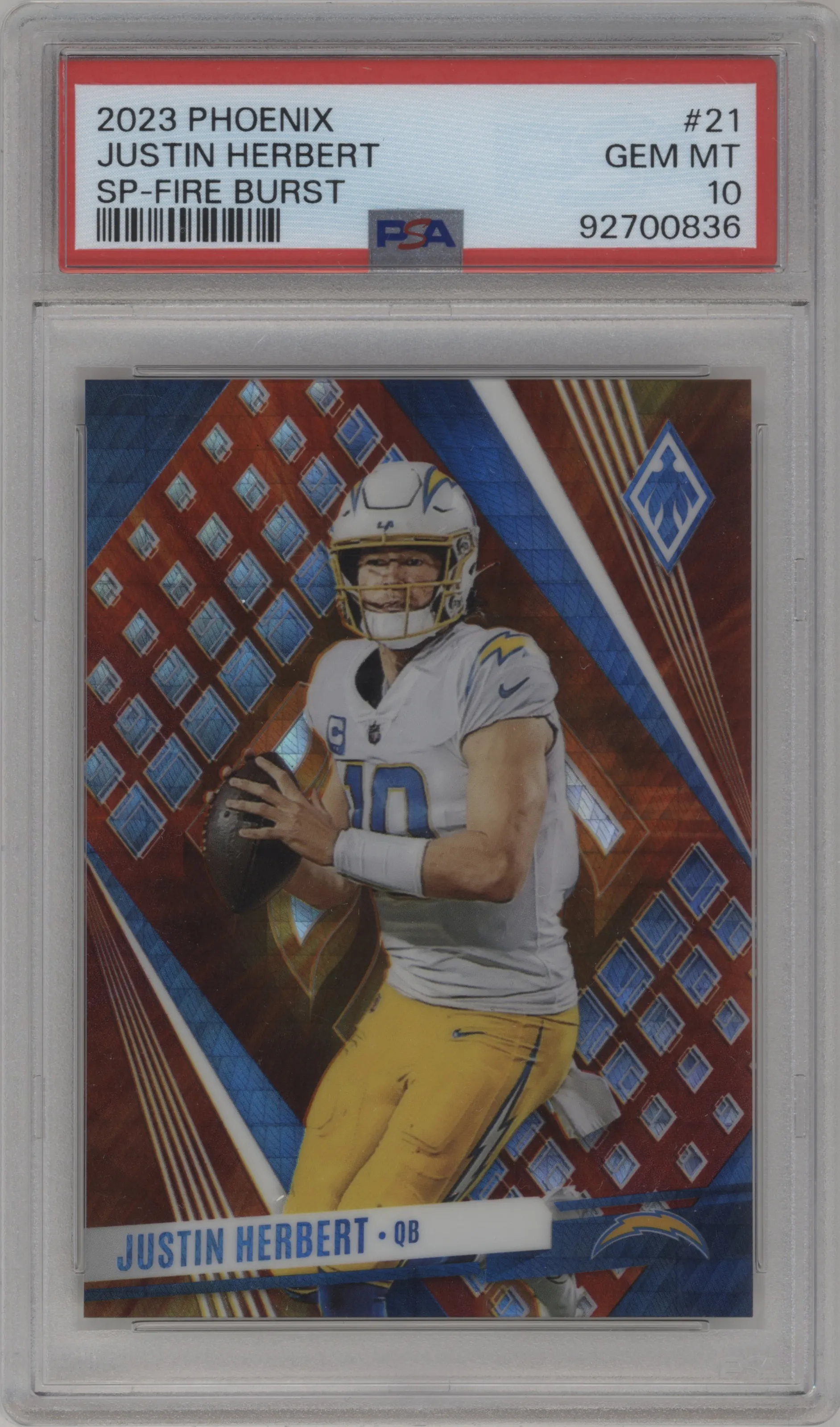 2023 Panini Phoenix SP Justin Herbert Fire Burst PSA 10