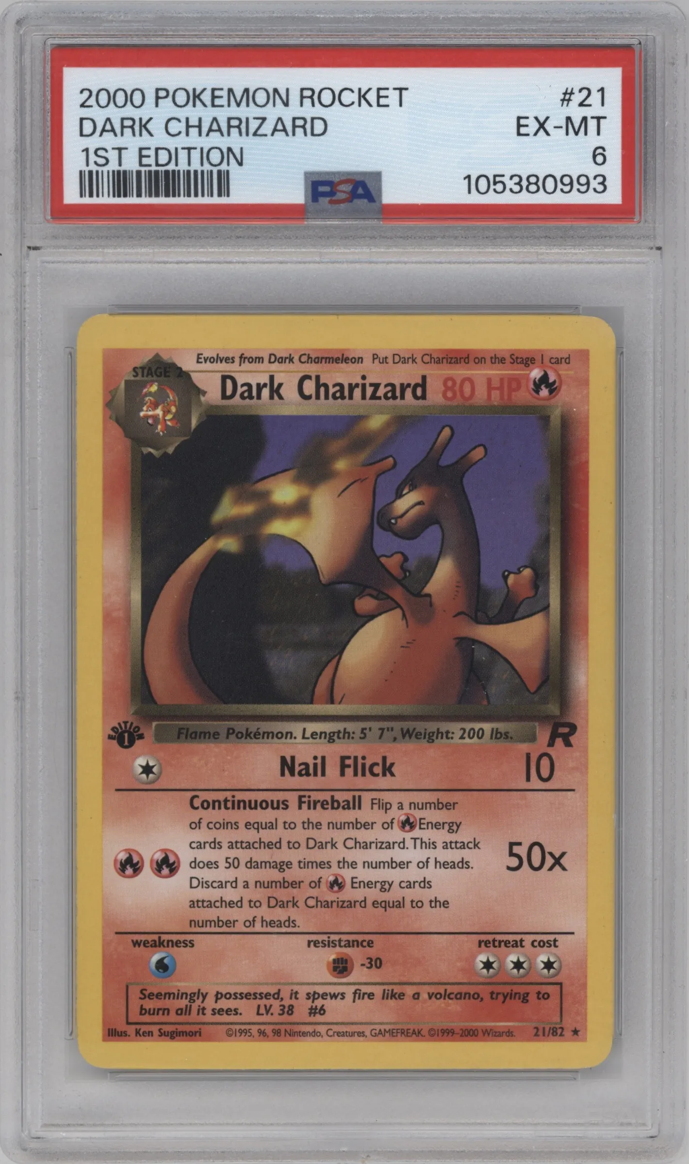 2000 Pokemon Team Rocket Dark Charizard PSA 6