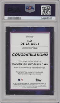 Elly De La Cruz from the 2022 Bowman’s Best   set graded by PSA and given an overall grade of 10.