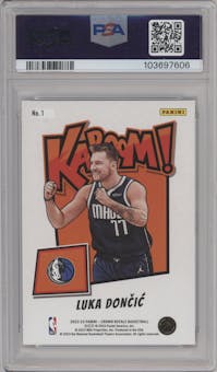 Luka Doncic from the 2022-23 Panini Crown Royale set graded by PSA and given an overall grade of 10.