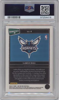 LaMelo Ball from the 2020-21 Panini One and One set graded by PSA and given an overall grade of 9.
