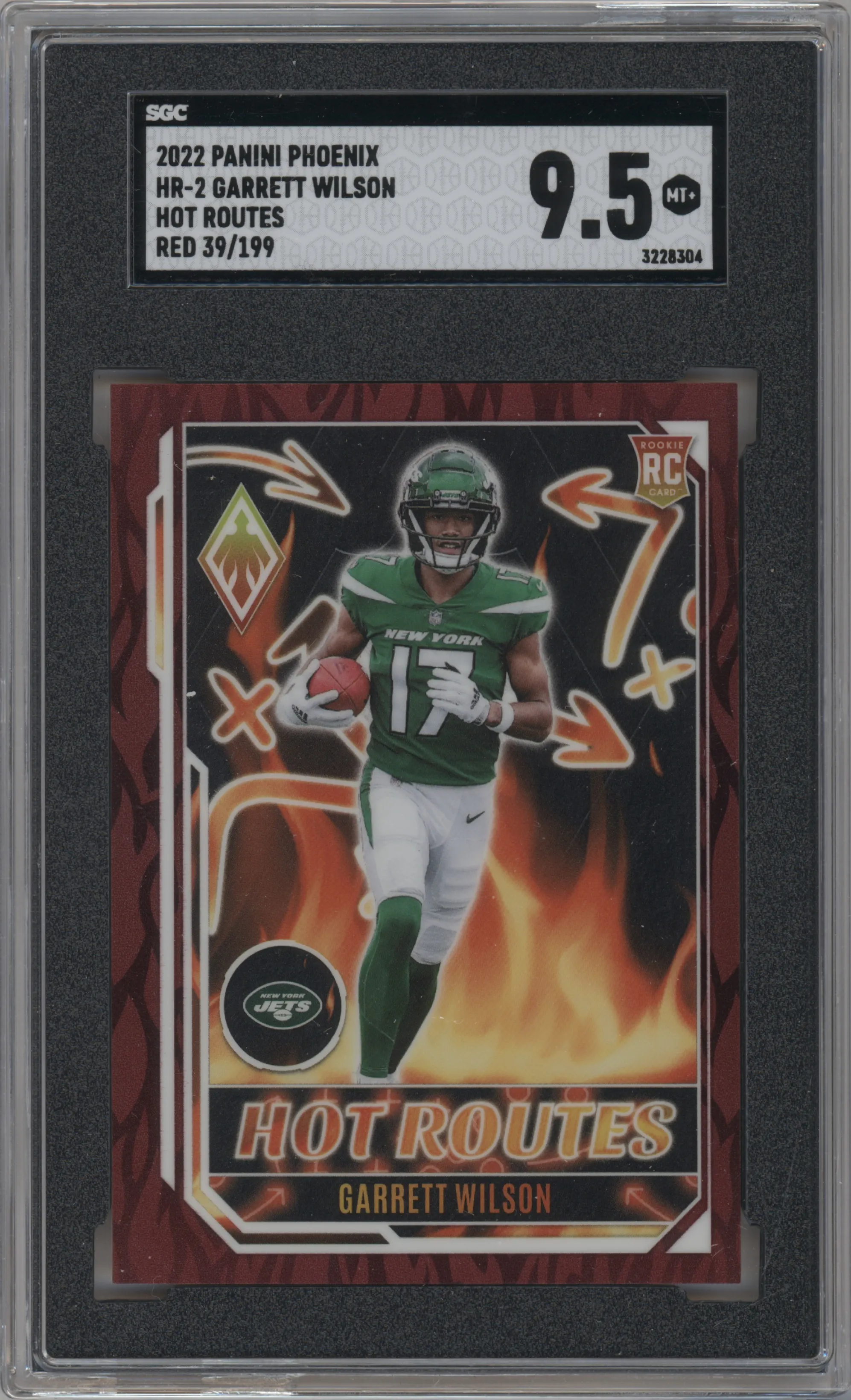 2022 Panini Phoenix Hot Routes Garrett Wilson Red SGC 9.5
