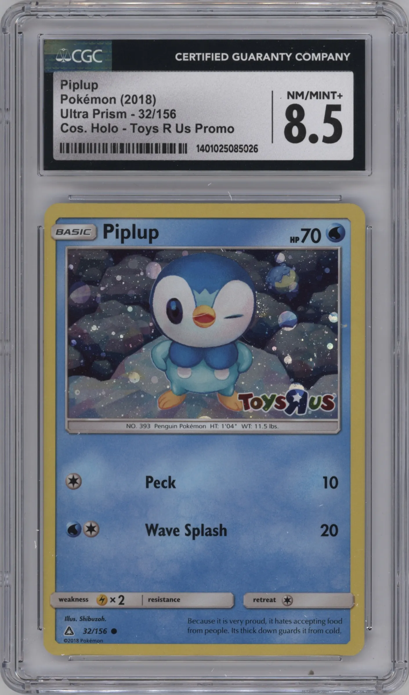 2018 Pokemon S&M Ultra Prism Piplup Toys R Us Promo #32 CGC 8.5
