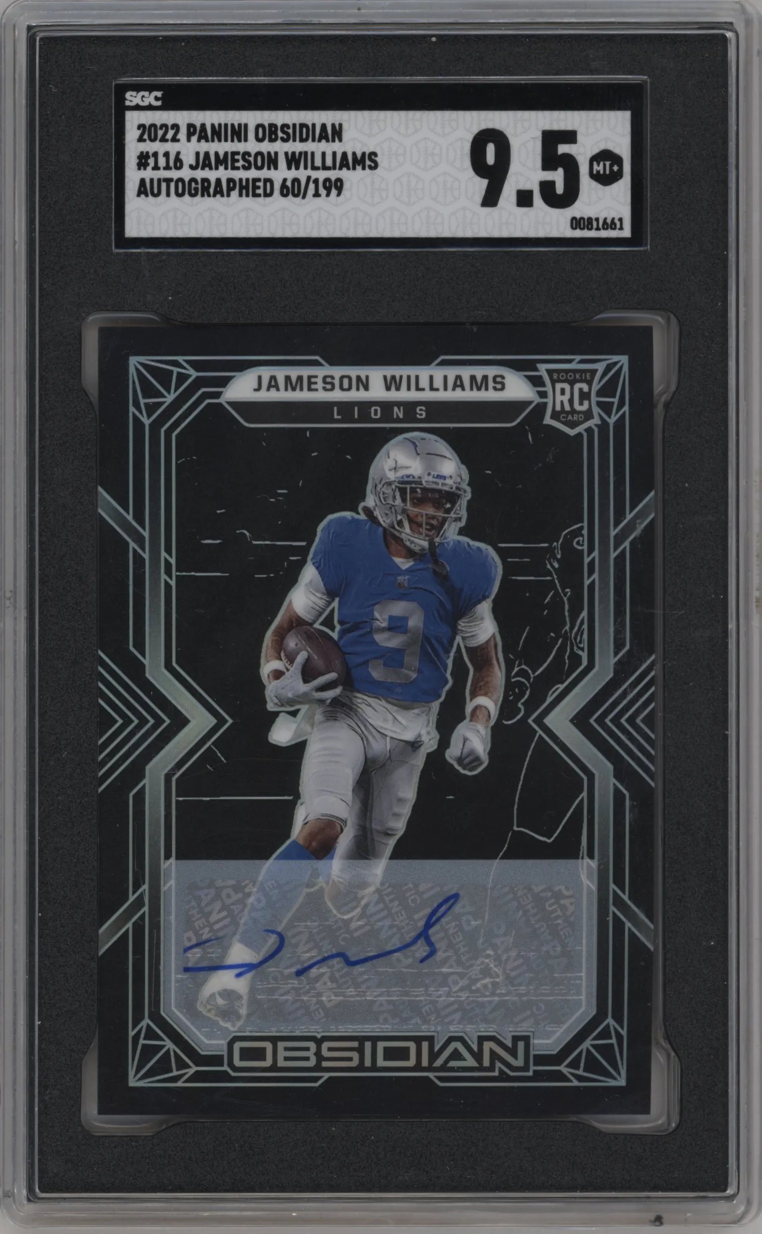 2022 Panini Obsidian Rke.Auto Jameson Williams SGC 9.5