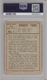 Robert Ford from the 1966 Leaf Good Guys and Bad Guys set graded by PSA and given an overall grade of 7.