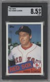 Roger Clemens from the 1985 Topps set graded by SGC and given an overall grade of 8.5.