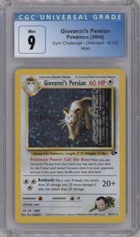 Giovanni's Persian from the 2000 Pokemon GH set graded by CSG and given an overall grade of 9.