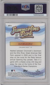 Elly De La Cruz from the 2024 Topps Chrome set graded by PSA and given an overall grade of 10.