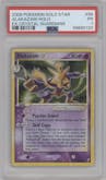 Alakazam Gold Star from the 2006 Pokemon EX set graded by PSA and given an overall grade of 1.