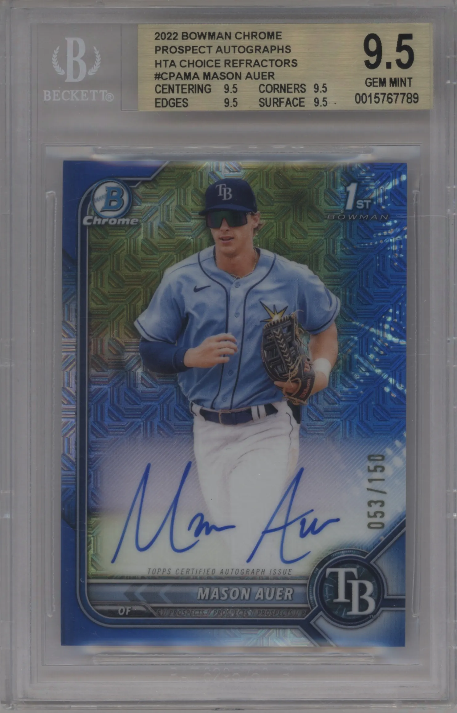 2022 Bowman Chrome Pros.Auto Mason Auer HTA Choice BGS 9.5
