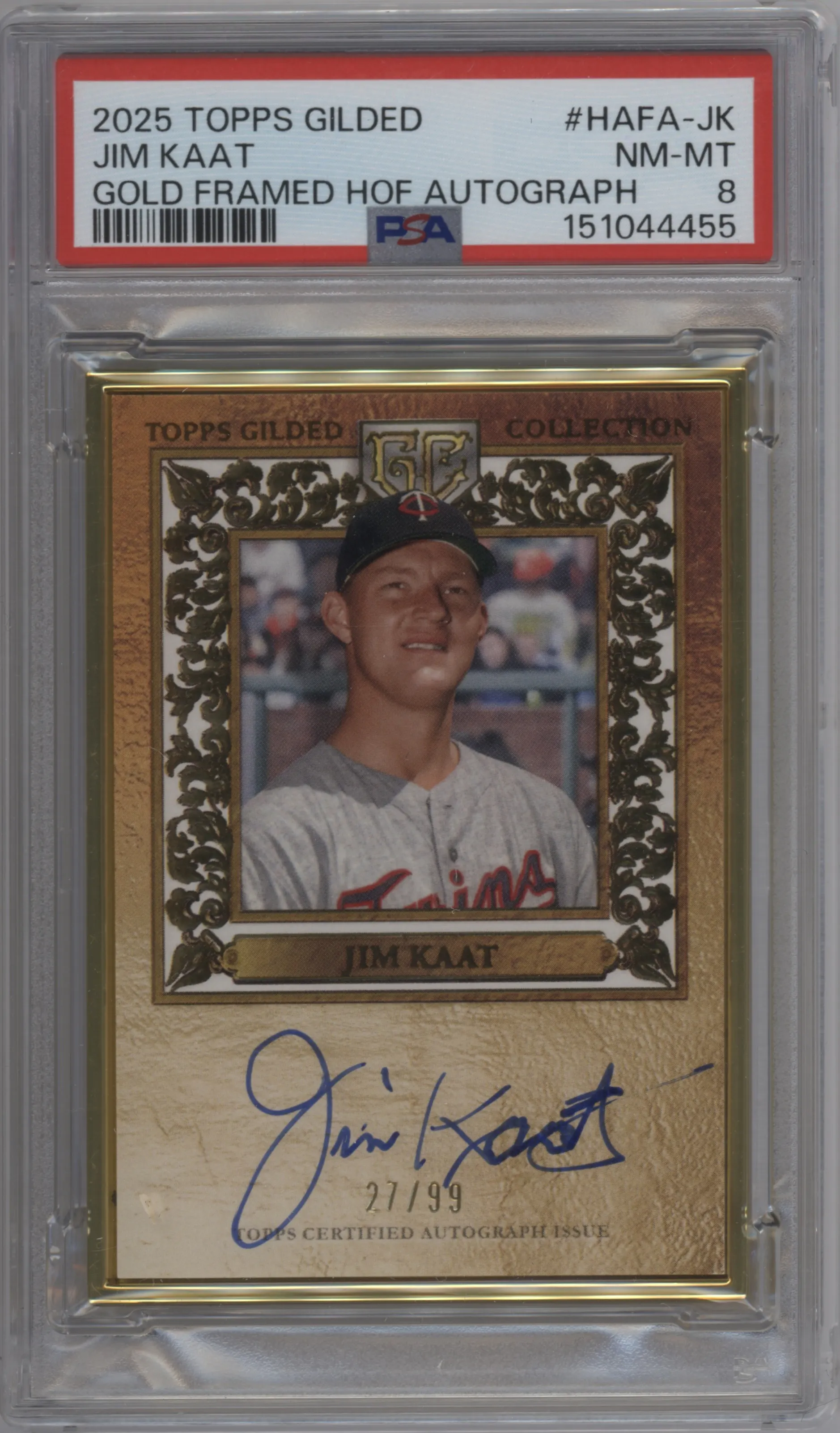 2025 Topps Gilded Collection FHOF Auto Jim Kaat #HAFA-JK PSA 8
