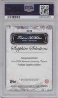 Tetairoa McMillan from the 2024 Bowman University Chrome Sapphire set graded by PSA and given an overall grade of 10.