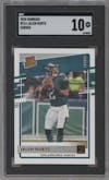 Jalen Hurts from the 2020 Panini Donruss set featuring a Canvas parallel graded by SGC and given an overall grade of 10.